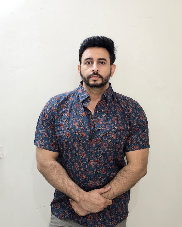 Block printed cotton men shirt