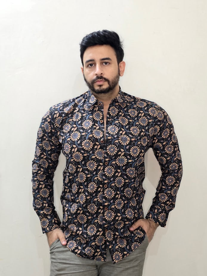 Block printed cotton men shirt