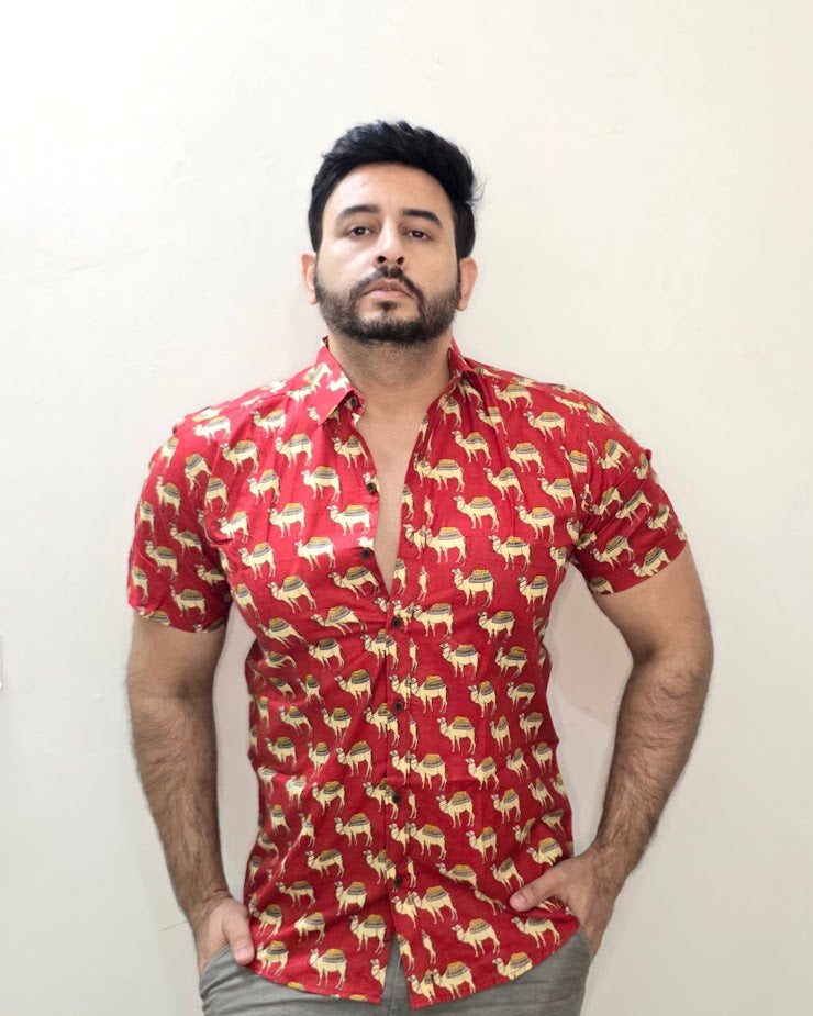 Block printed cotton men shirt