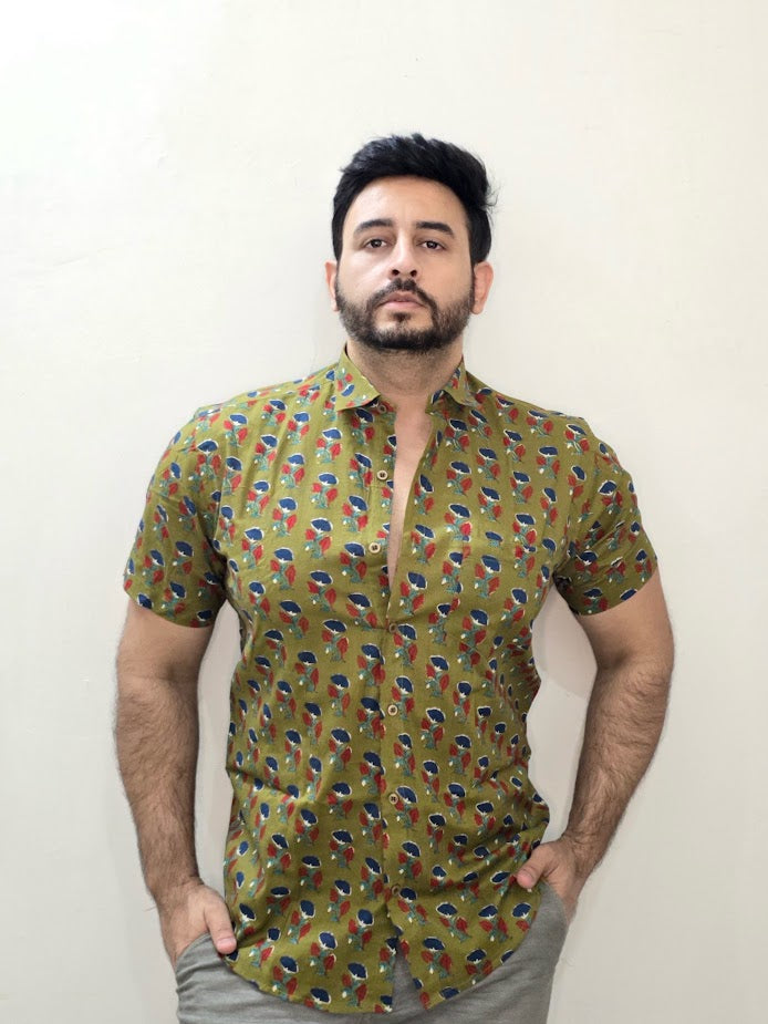 Block printed cotton men shirt