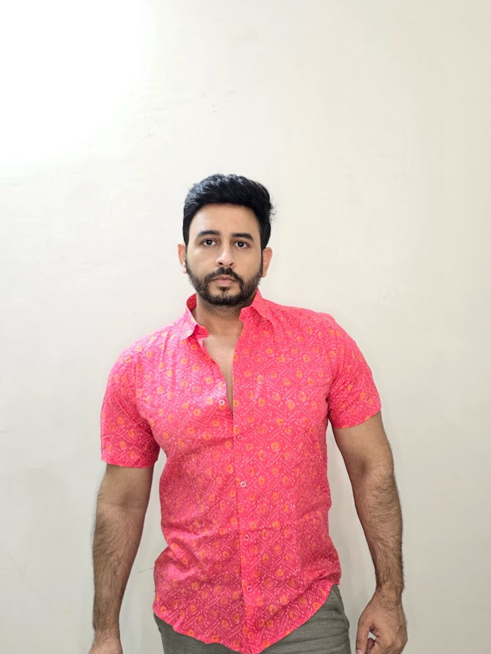 Block printed cotton men shirt