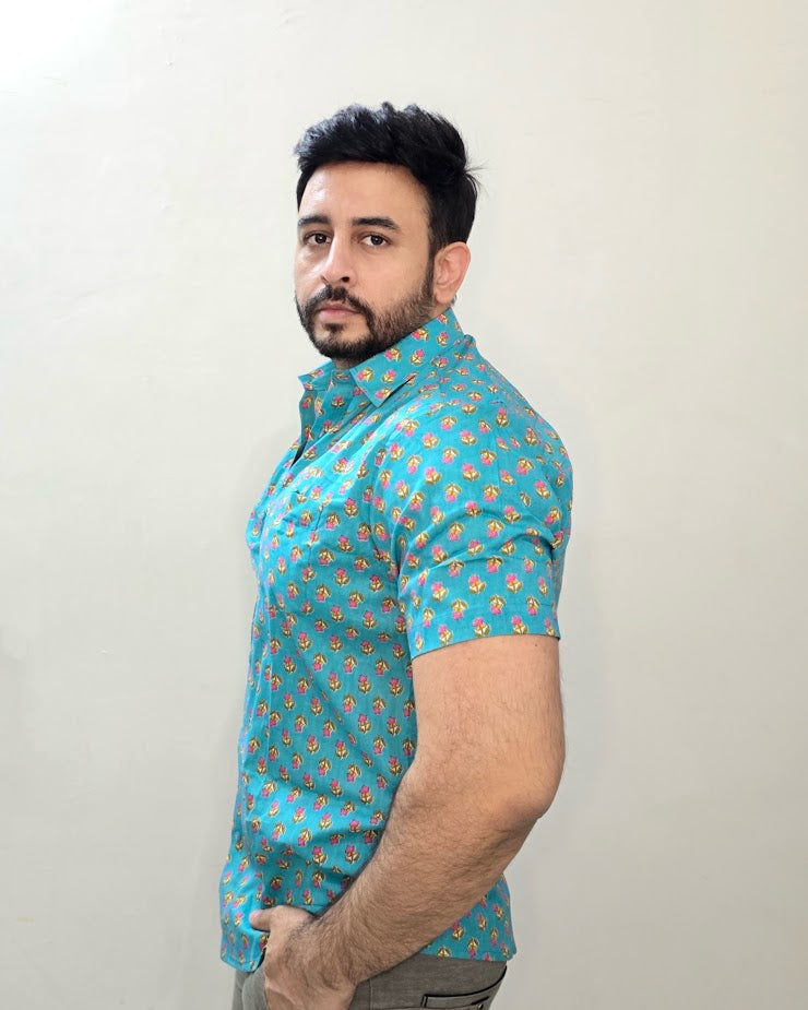 Block printed cotton men shirt