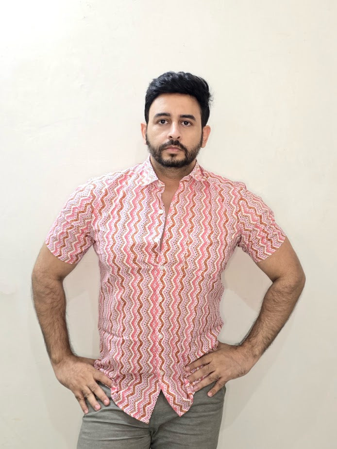 Block printed cotton men shirt