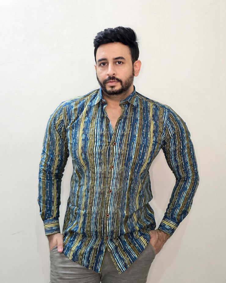 Block printed cotton men shirt