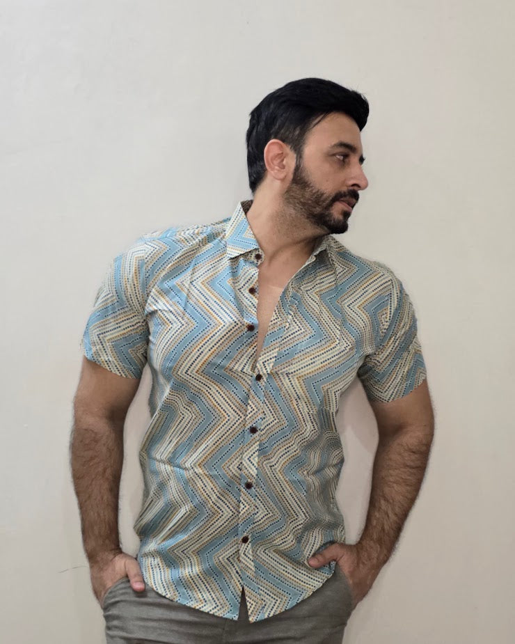 Block printed cotton men shirt