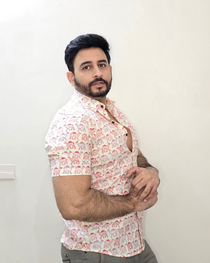 Block printed cotton men shirt