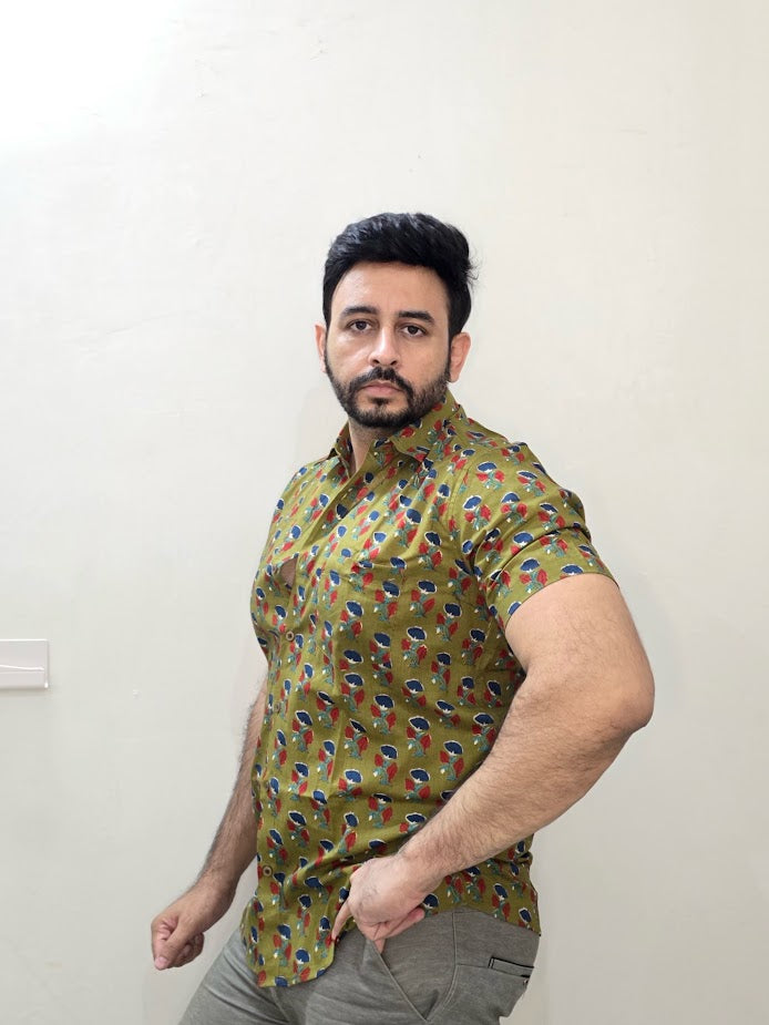 Block printed cotton men shirt