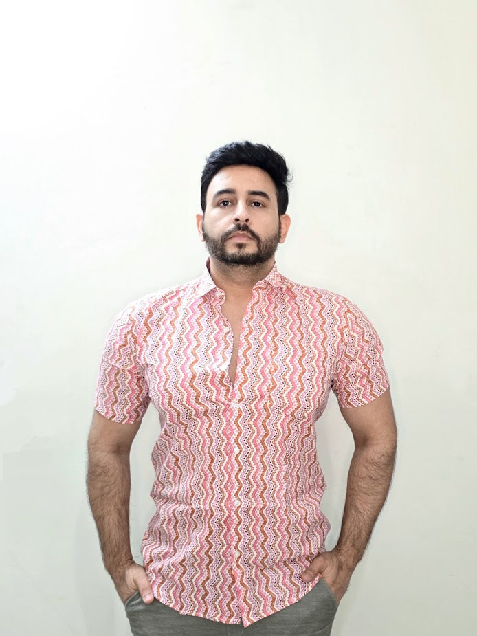 Block printed cotton men shirt