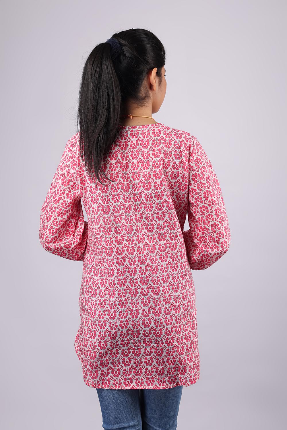 Pink Printed Pure Cotton Kurti